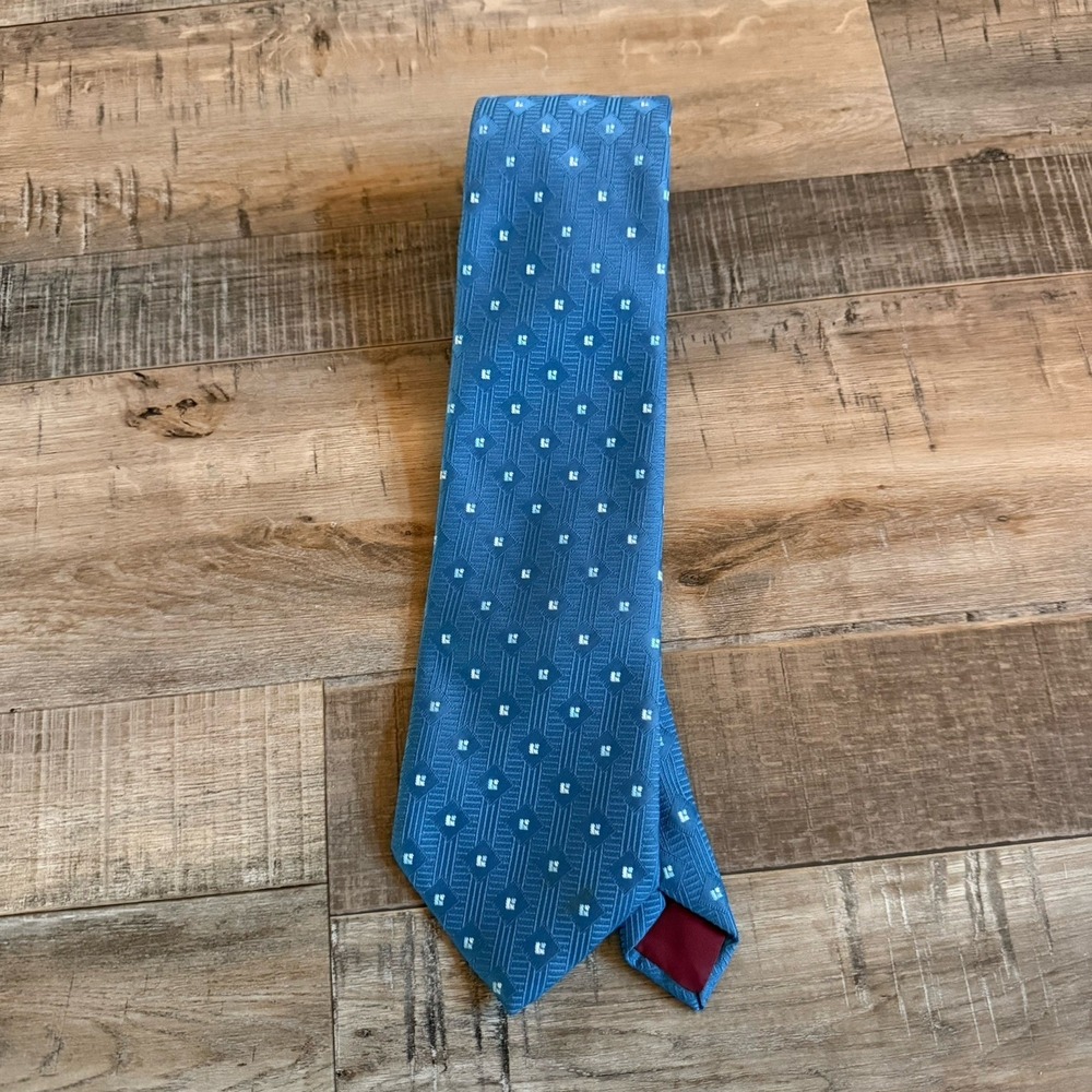 Blue Light Blue Geometric Woven Men's Tie 100% Polyester Classic 57-60" One Size